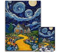 1000 Piece Jigsaw Puzzles Starry Night Van Gogh Wooden Jigsaw Puzzles DIY Decoration, Brain Challenge, for Adult, Family, 50X75CM