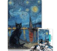 1000 Piece Jigsaw Puzzles Starry Sky Cat Teenager Jigsaw,Challenging Game Gifts for Is Ideal As A Gift for The Whole Family (size 38x26cm)