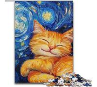 1000 Piece Jigsaw Puzzles Starry Sky Orange Cat, Brain Teaser For Wall Decoration Unique Birthday And Xmas Gifts for for Age 14 (Size 26x38cm)