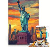 1000 Piece Jigsaw Puzzles Statue of Liberty Sunset, Educational Toy, Hand Speed Race, with Fully Interlocking Randomly Shaped Pieces 38x52cm
