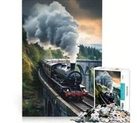1000 Piece Jigsaw Puzzles Steam Train on Bridge, Brain Teaser Game, Difficult And Challenge, Birthday Present, Gifts, 50x75cm