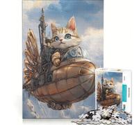 1000 Piece Jigsaw Puzzles Steampunk Cat Adventures, Brain Teaser Game, Difficult And Challenge, Birthday Present, Gifts, 38x52cm