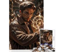 1000-piece Jigsaw Puzzles Steampunk Mage with Glowing Circle Anti-Stress Toys Gift Birthday Practical Game with Fully Interlocking Randomly Shaped Pieces Size 38x52cm