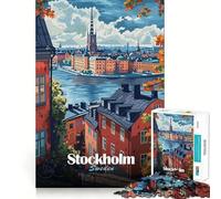 1000 Piece Jigsaw Puzzles Stockholm Cityscape Accurate Cut Fun Mental Challenge Toy Rest Time Game Birthday Art Play (50x75cm)