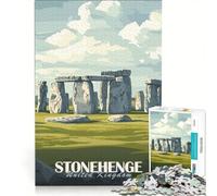 1000 Piece Jigsaw Puzzles Stonehenge Illustration, Educational Toy, Hand Speed Race, with Fully Interlocking Randomly Shaped Pieces 50x75cm