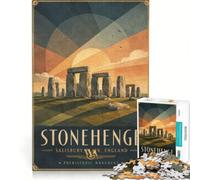1000 Piece Jigsaw Puzzles Stonehenge Travel Poster, Educational Toy, Challenging To Complete, Unique Birthday And Xmas Gifts 38x26cm