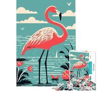 1000 Piece Jigsaw Puzzles- Stylized Flamingo in A Tropical Setting Learning Educational Toys Impossible Game Staycation Kill Time Birthday Gifts (Size 75x50cm)