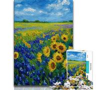 1000 Piece Jigsaw Puzzles Sunflower Field Teenager Jigsaw,Challenging Game Gifts for Is Ideal As A Gift for The Whole Family (size 38x26cm)