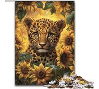 1000 Piece Jigsaw Puzzles Sunflower Leopard, for Age 14 Years And over Home Decor As A Gift for The Whole Family And Friends (size 26x38cm)