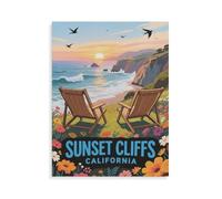 1000 Piece Jigsaw Puzzles，Sunset Cliffs California，Puzzles for Adults and Teenagers, Puzzle Sets for Challenging Puzzle Game and Family Play（75x50cm）-HM11