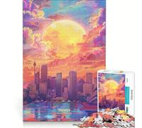 1000 Piece Jigsaw Puzzles Sunset in Sidney Australia, Brain Teaser Game, Difficult And Challenge, Birthday Present, Gifts, 50x75cm
