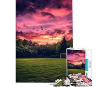 1000 Piece Jigsaw Puzzles- Sunset Soccer Field for Birthday, Chrismas Enhance Memory Educational Games for 14+ Puzzle Game Offered (50x75cm)