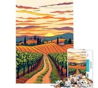 1000 Piece Jigsaw Puzzles- Sunset Vineyard Landscape for Birthday, Chrismas Enhance Memory Educational Games for 14+ Puzzle Game Offered (38x52cm)