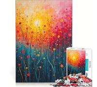 1000 Piece Jigsaw Puzzles Sunset Wildflowers Painting, Brain Teaser Game, Difficult And Challenge, Birthday Present, Gifts, 38x52cm