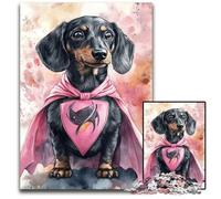 1000 Piece Jigsaw Puzzles Superman Dachshund Wooden Jigsaw Puzzles DIY Decoration, Brain Challenge, for Adult, Family, 50X75CM