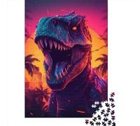 1000 Piece Jigsaw Puzzles T Rex Dinosaur Sunset for Adults Wooden Puzzles Educational Toys 1000pcs (75x50cm)