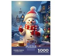 1000 Piece Jigsaw Puzzles- Tea with Snowman Jigsaw Puzzle Brain Teaser Game Wall Decoration Deal As Gifts for The Whole Family 52x38cm/1000pcs