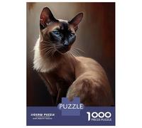 1000-piece Jigsaw Puzzles Thai Cat Oil Paint Adult Jigsaw Puzzle Hands-on Game Difficult Challenge Parent-child Interaction 38x26cm/1000pcs