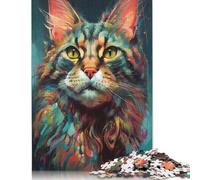 1000 Piece Jigsaw Puzzles The Attentive Cat Creative Square Wooden Jigsaw Puzzles for Adults 1000pcs (75x50cm)