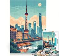 1000 Piece Jigsaw Puzzles The Bund Skyline Shanghai, DIY Toys, Decompressing Intellectual, Unique Gifts for Birthday And Christmas 38x26cm