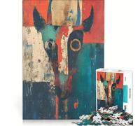 1000 Piece Jigsaw Puzzles The Cow Abstract Cubed Brain Teaser Game Home Decoration with Fully Interlocking Randomly Shaped Pieces 50x75cm