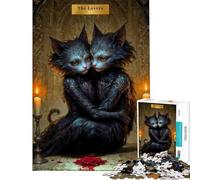 1000 Piece Jigsaw Puzzles- The Lovers - Cat Tarot Card for Birthday, Chrismas Enhance Memory Educational Games for 14+ Puzzle Game Offered (50x75cm)