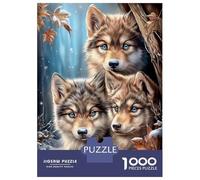 1000 Piece Jigsaw Puzzles- Three Wolves in Winter Forest Teenager Puzzles Brain Teaser Game Stress Reliever Deal As Gifts for The Whole Family 38x26cm/1000pcs