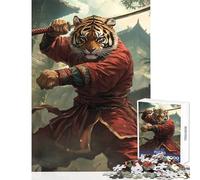1000-piece Jigsaw Puzzles Tiger Kung Fu Ninja Animal Home Decoration Toys Great Gifts And Toys Practical Game Decompressing Intellectual Size 38x26cm