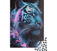 1000 Piece Jigsaw Puzzles Tiger Neon for Adults Paper Puzzles Educational Toys 1000pcs (38x26cm)
