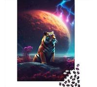 1000 Piece Jigsaw Puzzles Tiger Watching The Space Puzzles for Adults Wooden Puzzles Educational Game for Adult 1000pcs (75x50cm)