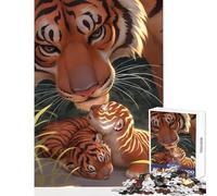 1000-piece Jigsaw Puzzles Tigers Animals Jigsaw Puzzles for Teenagers Difficult Challenge Fun Activities at Home Toy Intellectual Game (38x26cm)