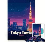 1000 Piece Jigsaw Puzzles Tokyo Tower at Night Accurate Cut Fun Mental Challenge Toy Rest Time Game Birthday Art Play (50x75cm)