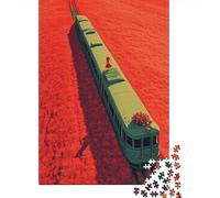 1000 Piece Jigsaw Puzzles- Train in Red Field-1 Jigsaw for Adults Brain Teaser Game Difficult Challenge Stress Reduction Gifts 70x50cm/1000pcs