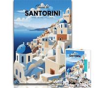 1000 Piece Jigsaw Puzzles Travel to Santorini,Stress Reliever Difficult Challenge Every Piece Is Unique - Challenging Family Fun Game (75x50cm)