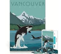 1000 Piece Jigsaw Puzzles Travel to Vancouver Accurate Cut Fun Mental Challenge Toy Rest Time Game Birthday Art Play(38x26cm)