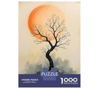 1000 Piece Jigsaw Puzzles- Tree Standing Tall Against Sunset Wabi Sabi Art Teenager Puzzles Brain Teaser Game Stress Reliever Deal As Gifts for The Whole Family 52x38cm/1000pcs