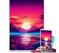 1000 Piece Jigsaw Puzzles Tropical Dreamscape Sunset Accurate Cut Fun Mental Challenge Toy Rest Time Game Birthday Art Play (50x75cm)