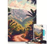 1000 Piece Jigsaw Puzzles Tropical Landscape with Mountain View Accurate Cut Fun Mental Challenge Toy Rest Time Game Birthday Art Play(38x26cm)