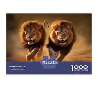 1000-piece Jigsaw Puzzles Two Angry Lions Jigsaws for Adults Brain Teaser Game Improve Memory Unique Gifts for Birthday And Christmas 70x50cm/1000pcs