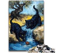 1000 Piece Jigsaw Puzzles Two Black Cats Suitable for Ages 14 And Up Intellectual Toy Game Educational Game for Birthday And Christmas 50x75cm