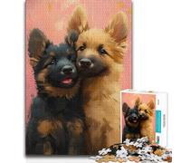 1000-piece Jigsaw Puzzles Two German Shepherd Puppies Brainteaser Family Games Pattern Assembly Gift For Birthdays 50x75cm(1000pcs)