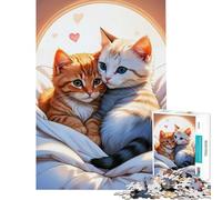 1000 Piece Jigsaw Puzzles Two Little Cat Fun at Home Activities, Wall Decoration Practical Game for And 14 Years And over (50X75cm)