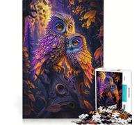 1000-piece Jigsaw Puzzles Two Owls Cuddle in Tree Toy Wall Decor Challenging To Complete Improving Love between Couples 38x52cm