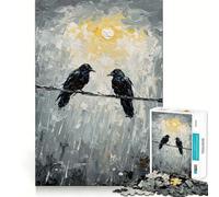 1000 Piece Jigsaw Puzzles Two Ravens on A Wire Painting Accurate Cut Fun Mental Challenge Toy Rest Time Game Birthday Art Play (38x52cm)