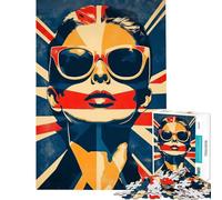 1000 Piece Jigsaw Puzzles Union Jack Woman Difficult And Challenge Difficult Hard Practical Game for And 14 Years And over (50X75cm)