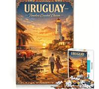 1000-piece Jigsaw Puzzles Uruguay Travel Poster, Toy Wall Decor, Challenging To Complete, Improving Love between Couples 38x52cm