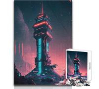 1000-piece Jigsaw Puzzles Vaporwave Lighthouse Toy Intellectual Game Learning Educational Gift For Birthdays Size 38x26cm