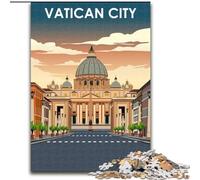 1000 Piece Jigsaw Puzzles Vatican City Travel Poster,Decompressing Intellectual Educational Toy Educational Game for Birthday,Chrismas 50x75cm
