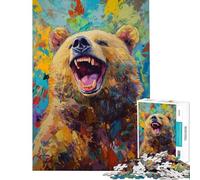 1000 Piece Jigsaw Puzzles Vibrant Bear Roar Brain Intelligence Challenge Addictive Toys Educational Games Home Art Decor Gifts Birthday (size 38x52cm)
