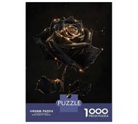 1000-piece Jigsaw Puzzles Vintage Black Rose Flower Jigsaws for Adults Brain Teaser Game Improve Memory Unique Gifts for Birthday And Christmas 38x26cm/1000pcs